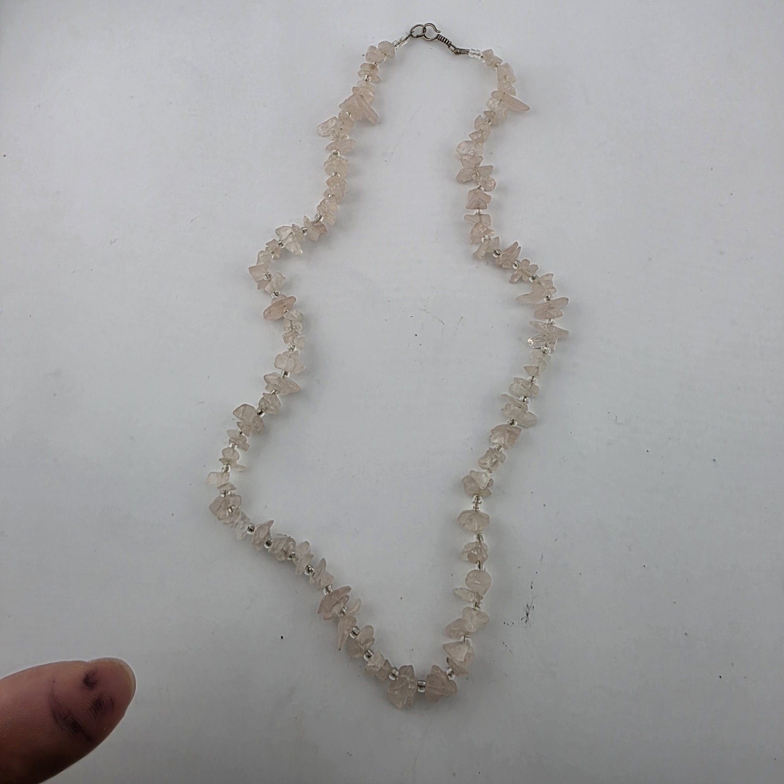 Rose Quartz Chip Necklace 20” Pink Gemstone Beaded Healing Boho
